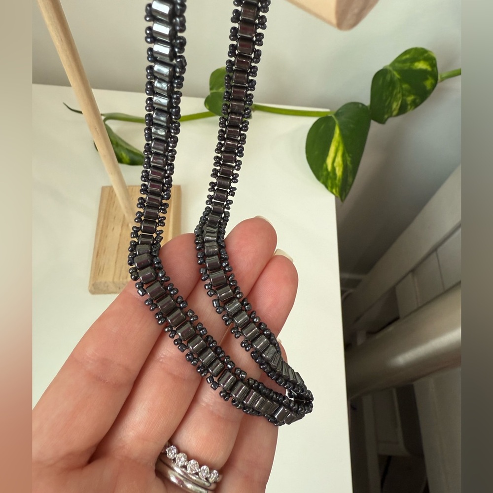 Elegant Black Lave Bead Necklace